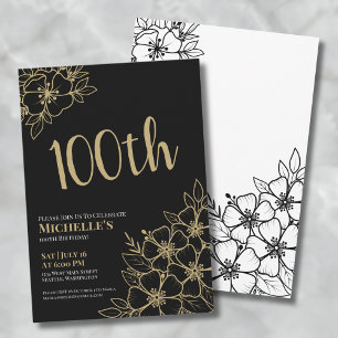 Invitation Fête élégante d'or pour le 100e anniversaire