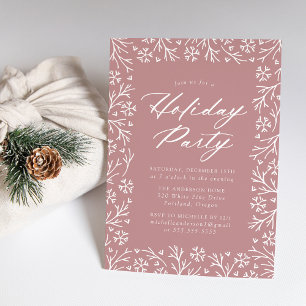 Invitation Fête élégante Dusty Rose flocon de neige Holiday P