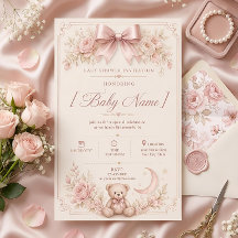 Fête Élégante Ourson Rose pour la Naissance de Béb