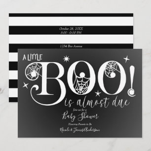 Invitation Fête élégante pour bébé noir et blanc BOO