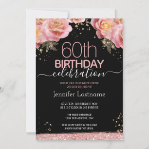 Invitation Fête élégante pour un 60e anniversaire : thème flo