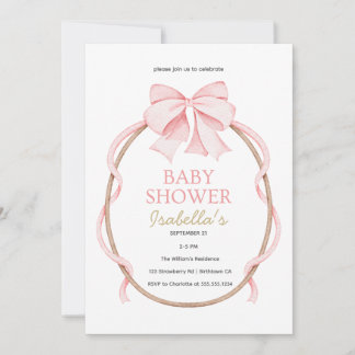 Invitation Fête élégante rose et blanc pour bébé