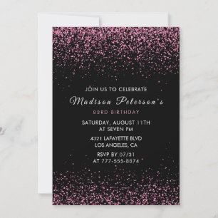 Invitation Fête élégante rose pailletée glam pour 83e anniver