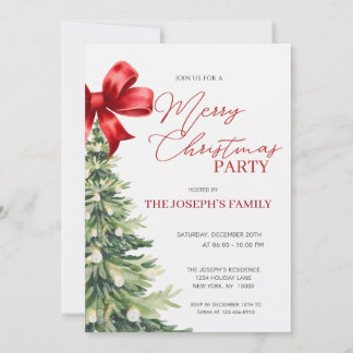 Invitation Fête Élégante Rustique Arbre de Noël Aquarelle
