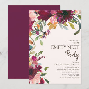 Invitation Fête Élégante Violet Rose Or Fleurs Empty Nest