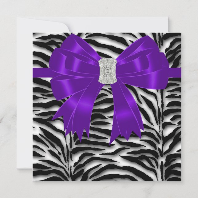 Invitation Fête en toutes occasions rayures zèbres violettes  (Devant)