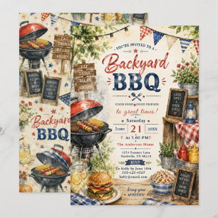 Invitation Fête estivale BBQ dans le jardin
