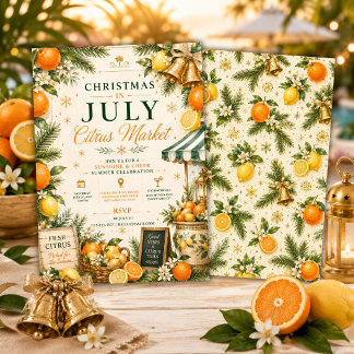 Invitation Fête estivale de Noël en juillet au citron