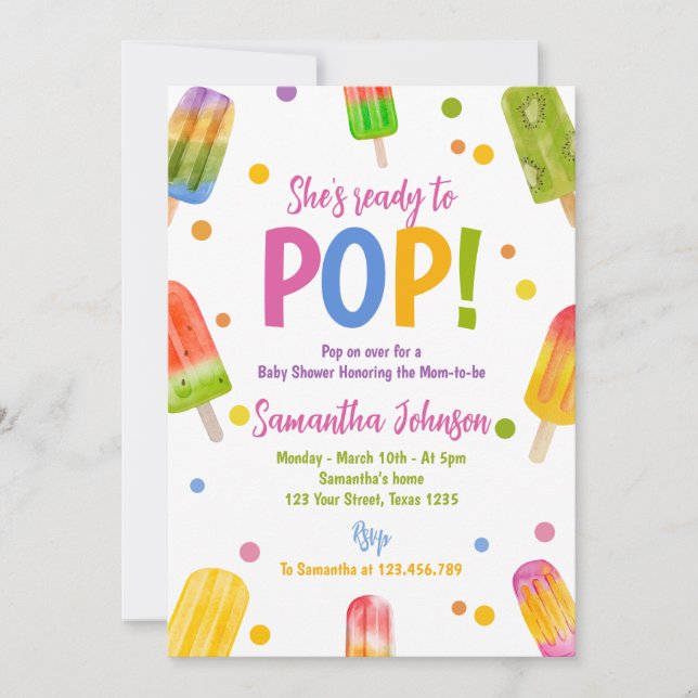 Invitation Fête estivale Popsicle baby shower (Devant)