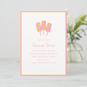 Invitation Fête estivale Soirée Glace rose citron Mignonne