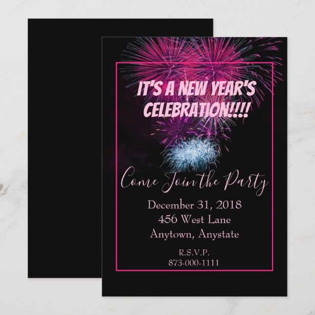 Invitation Fête et festivités du Nouvel An (Devant / Derrière)