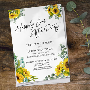 Invitation Fête Eucalyptus Tournesol "Heureux à tout jamais"