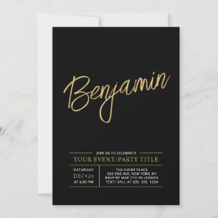 Invitation Fête événementielle moderne or et noir pour toutes