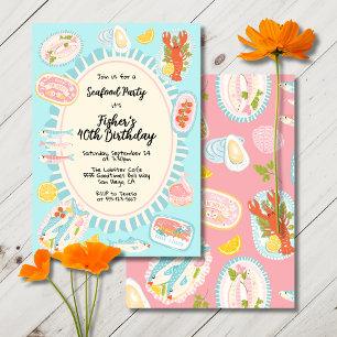 Invitation Fête Fantaisiste de Fruits de Mer