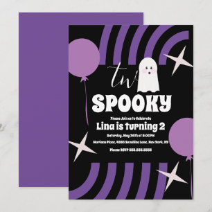 Invitation Fête fantôme Halloween Groovy Spooky Two noir
