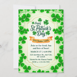 Invitation Fête festive de la Saint-Patrick I Bordure de trèf