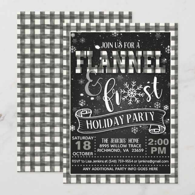 Invitation Fête Fête de Noël et de givre blanc (Devant / Derrière)