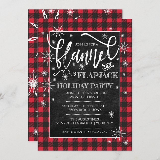 Invitation Fête Fête Flannel & Flapjack (Devant / Derrière)