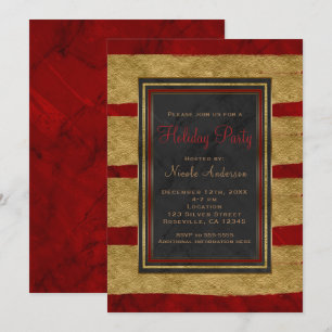 Invitation Fête Fête moderne Marbre rouge et or Noël