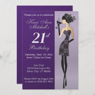 Invitation Fête Fille Bash 21e anniversaire - Violet
