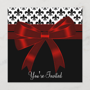 Invitation Fête Fleur de Lis noire