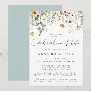 Invitation Fête fleur sauvage de la vie funéraire