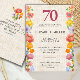 Invitation Fête florale 70 ans - Élégante garden-party