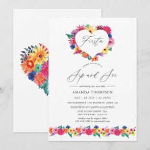 Invitation Fête florale aquarelle Sip and See