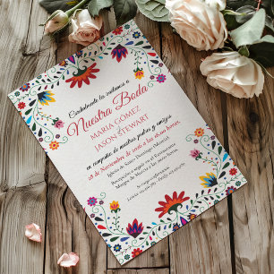 Invitation Fête Florale Botanique d'Art Populaire Mariage Esp