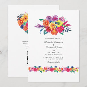 Invitation Fête florale Code QR RSVP Mariage