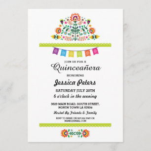 Invitation Fête Florale de la Quinceanera