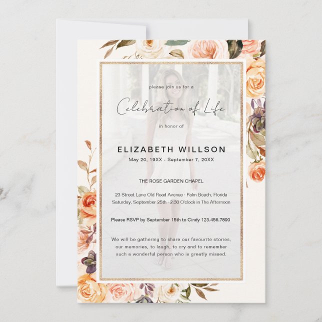 Invitation Fête florale de l'automne Fête de la vie Funéraire (Devant)