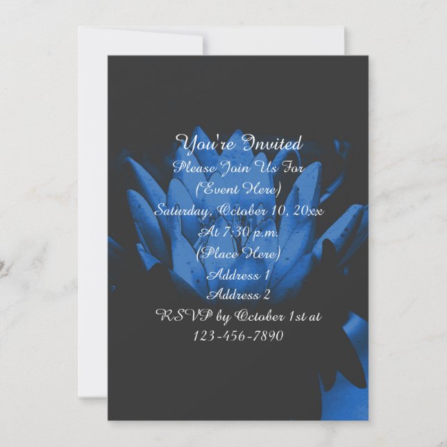 Invitation Fête Florale Lily Bleue Électrique Lotus Blossom (Devant)