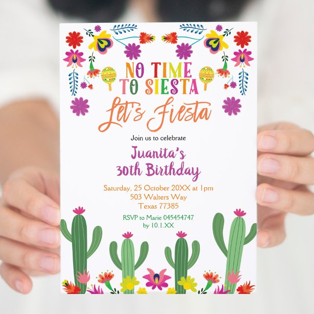 Invitation Fête Florale Mexicaine Adulte Anniversaire (Créateur téléchargé)