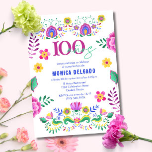 Invitation Fête Florale Mexicaine Espagnole pour les 100 ans