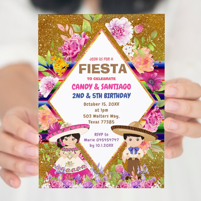 Invitation Fête Florale Mexicaine Fête de frère (Créateur téléchargé)