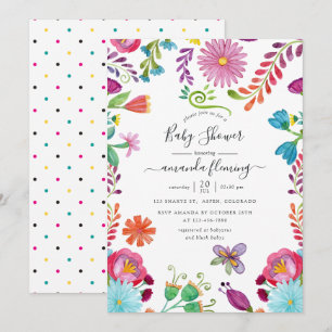Invitation Fête Florale Mexicaine pour la Naissance d'un Bébé