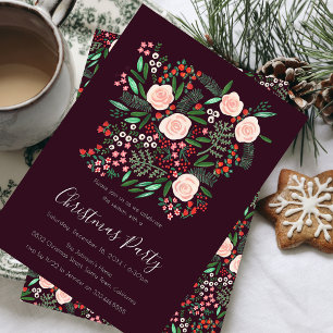 Invitation Fête Florale Moderne de Noël