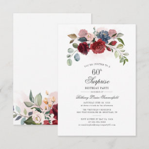 Invitation Fête florale moderne et élégant 60e anniversaire