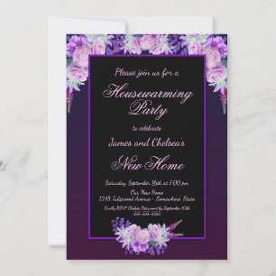 Invitation Fête Florale noire et violette