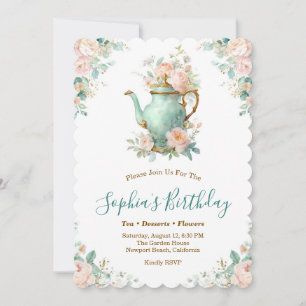Invitation Fête Florale Roses Romantiques Vintage Shabby Chic