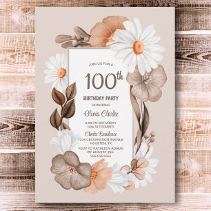 Invitation Fête florale rustique boho pour les 100 ans