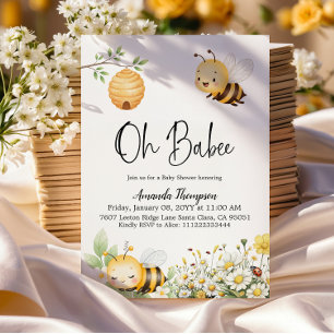 Invitation Fête Florale Rustique Oh Bébé Abeille Baby Shower