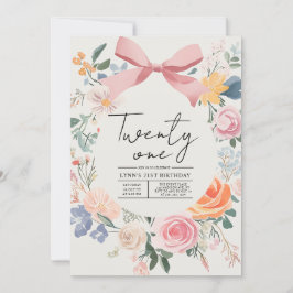Invitation Fête florale simple et élégante 21e anniversaire