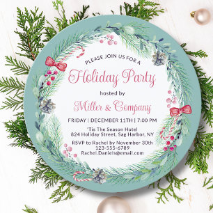 Invitation Fête Florale Wreath Corporate Christmas Party