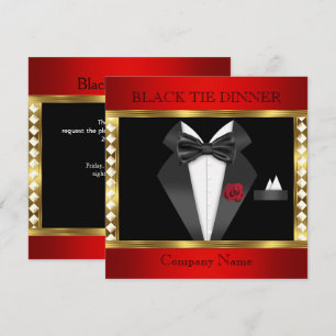 Invitation Fête formelle en smoking rouge or noir