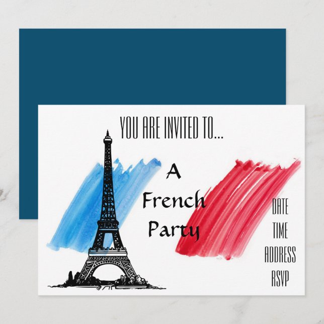Invitation Fête française à thème (Devant / Derrière)
