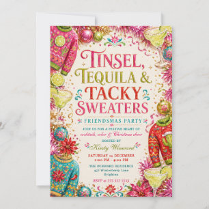 Invitation Fête Friendsmas avec des pulls clinquants et de la