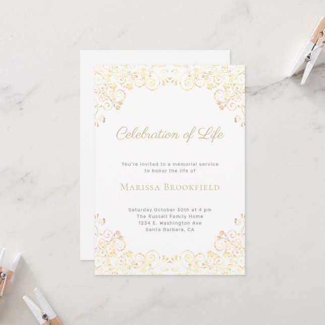 Invitation Fête funéraire de la vie (Devant/Arrière en situation)