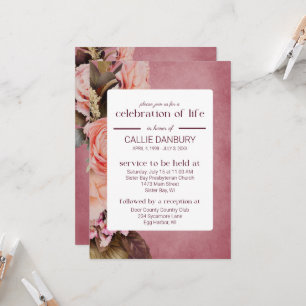 Invitation Fête funéraire des fleurs roses de Ballerina Céléb